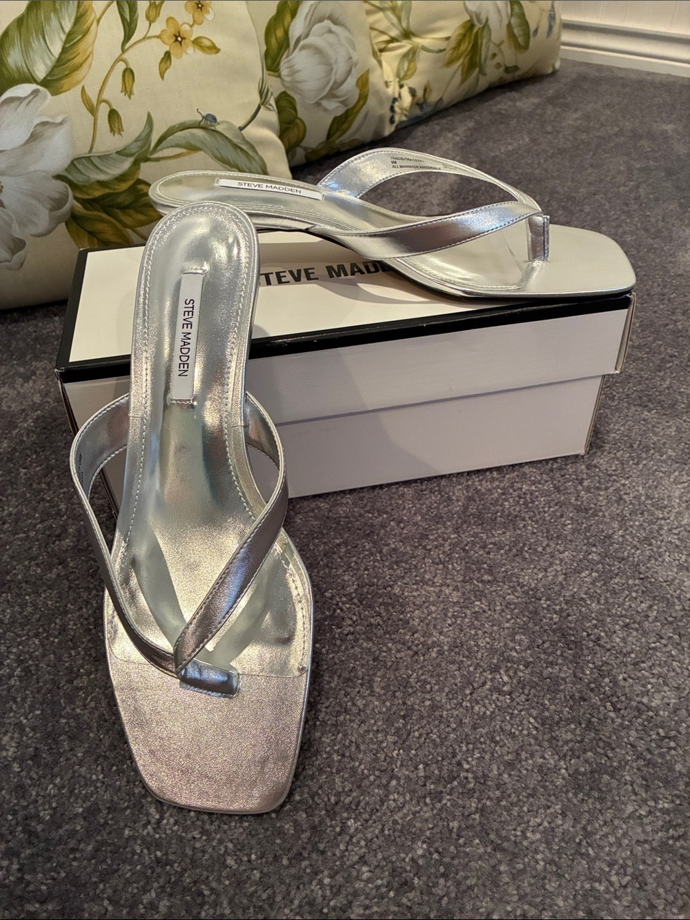 Steve Madden Silver Metallic Tracie Sandals